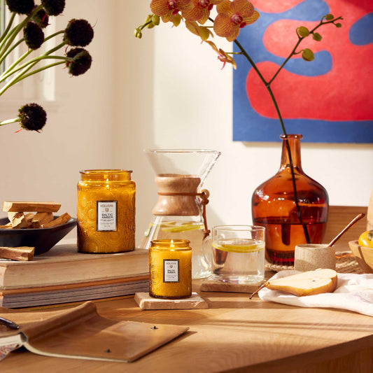 Baltic Amber Embossed Glass Jar Candle 5.5oz