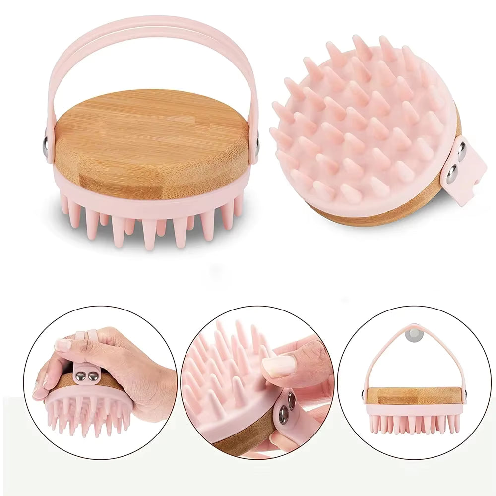BPA-Free Silicone Bamboo Hair Scalp Massager and Body Brush