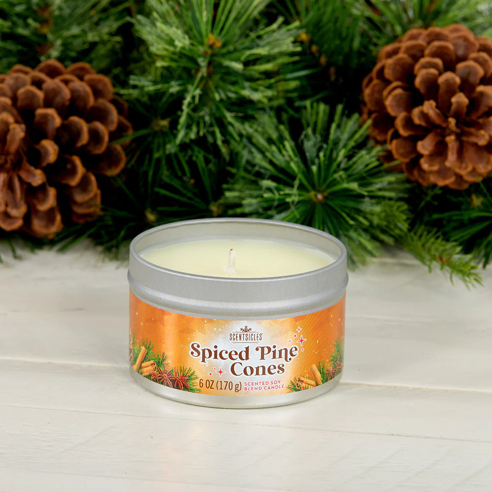 Scentsicles, 6oz Candle Tin, Spiced Pine Cones