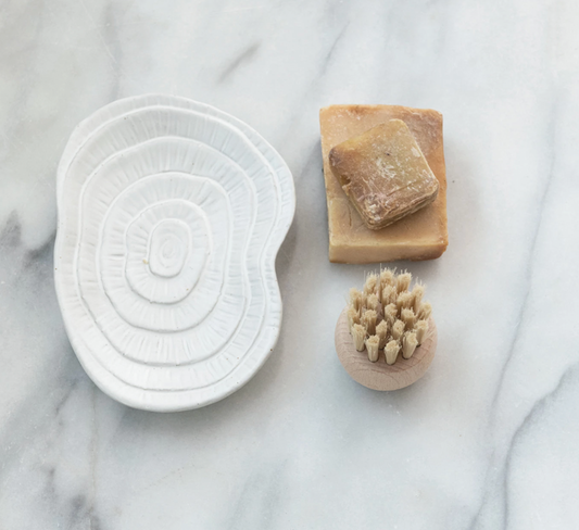 6"LX4-1/4"W STONWARE SOAP DISH,CREAM / Plato de cerámica blanco