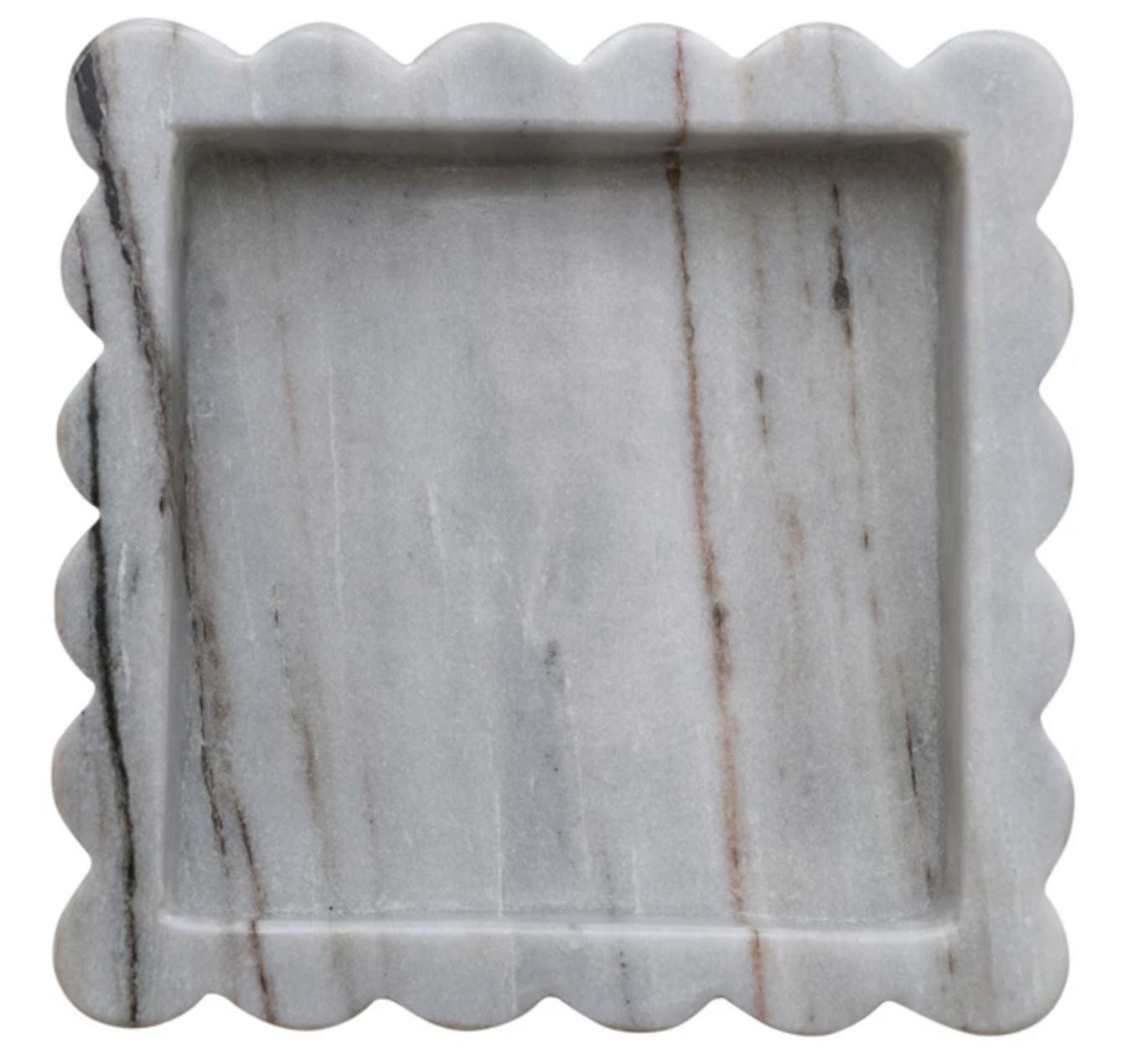 Marble Scalloped Tray, Grey Melange - Bandeja de mármol