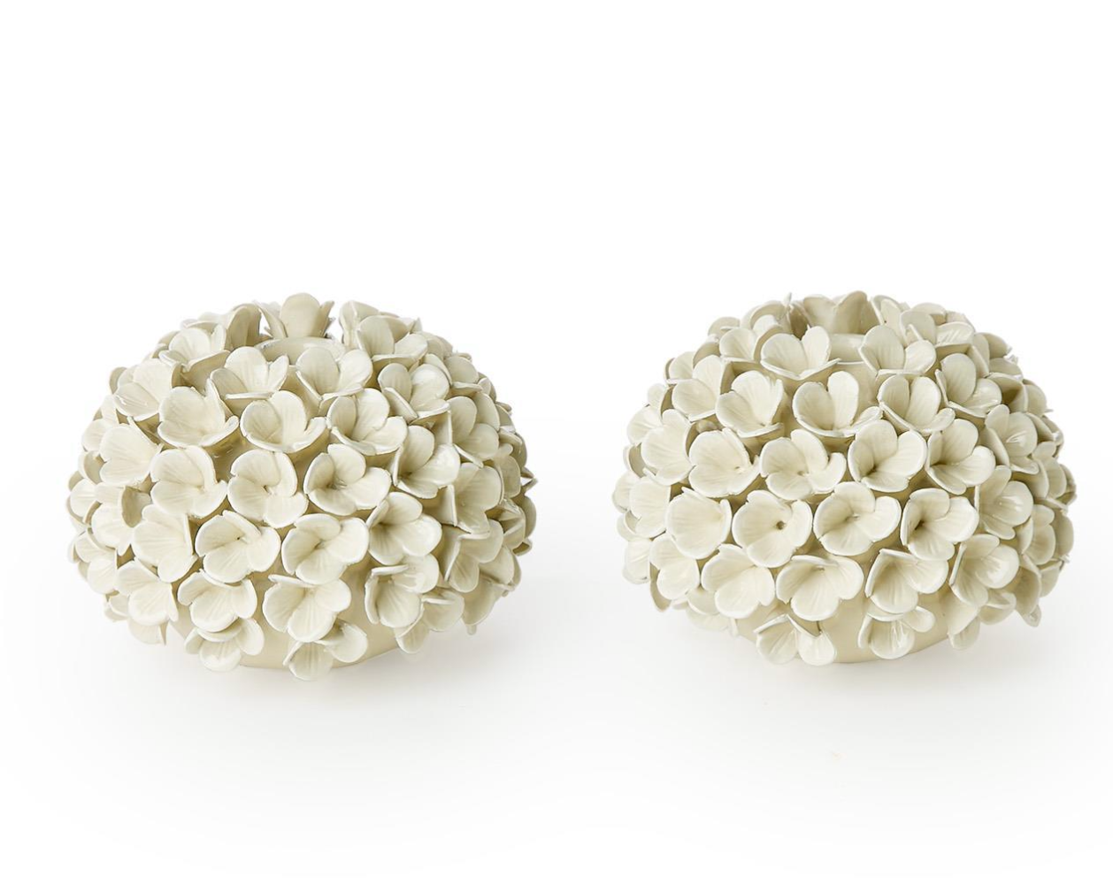 White Hydrangea Flower Bud Vases/Taper Candle Holders - Jarrón o Portavela