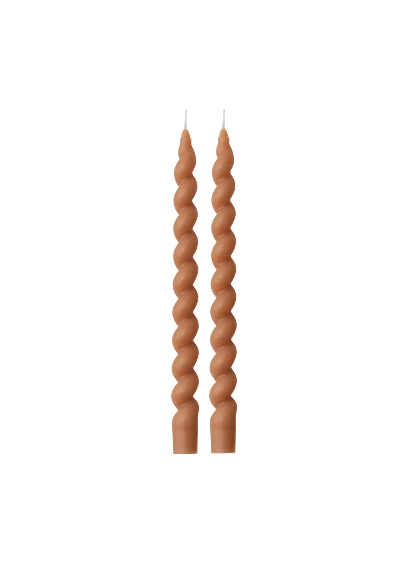 Unscented Twisted Taper Candles in Box, Tan Color, Set of 2 / Velas retorcidas sin aroma en caja, color tostado, juego de 2