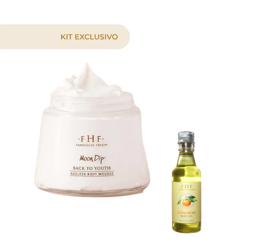 Moon Dip Mousse corporal antienvejecimiento Back To Youth + Clementine Body Oil 1.7 Oz