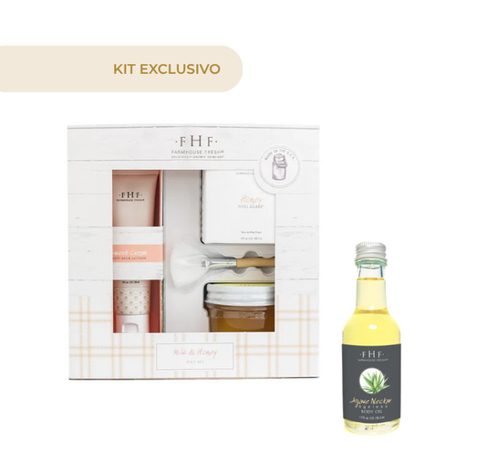 SET DE REGALO EN CAJA DE LUJO-LECHE Y MIEL + AGAVE NECTAR AGELESS BODY OIL 1.7OZ