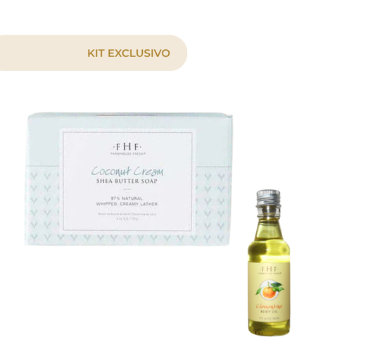 COCONUT CREAM SHEA SOAP 6 OZ + Clementine Body Oil 1.7 Oz