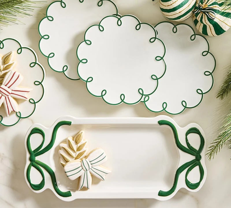 Ceramic Bow Platter Green - Bandeja