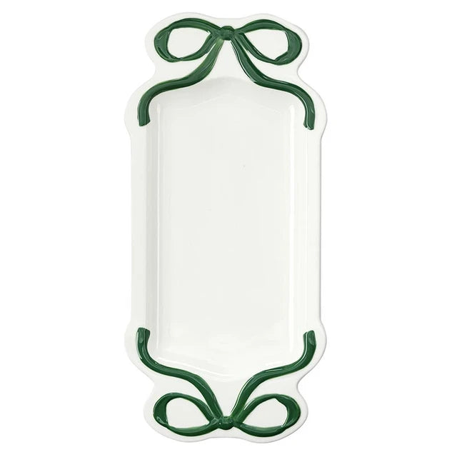Ceramic Bow Platter Green - Bandeja
