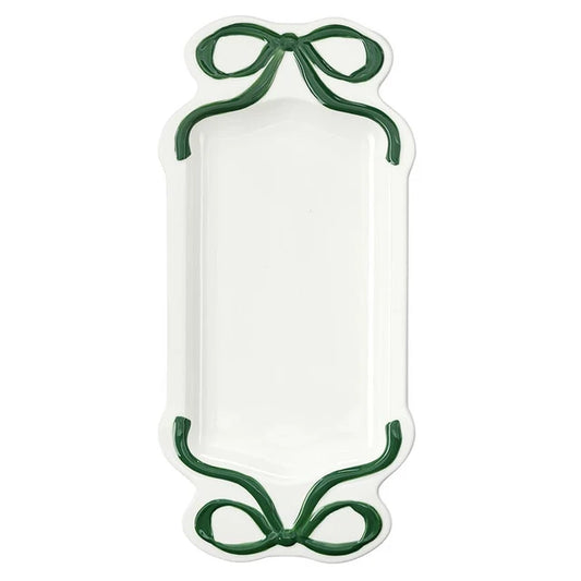 Ceramic Bow Platter Green - Bandeja
