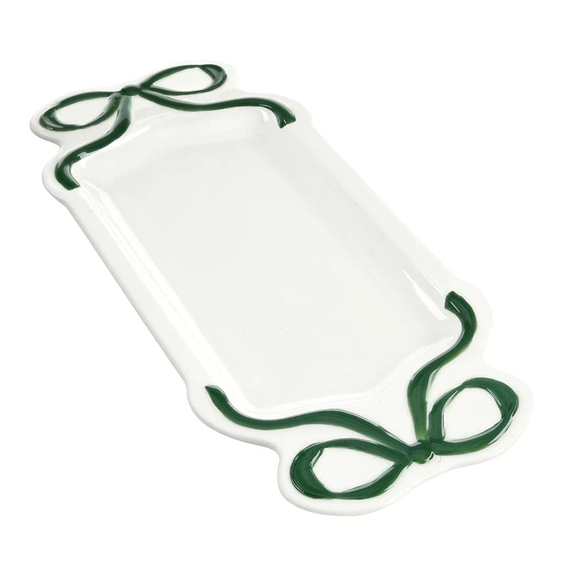 Ceramic Bow Platter Green - Bandeja