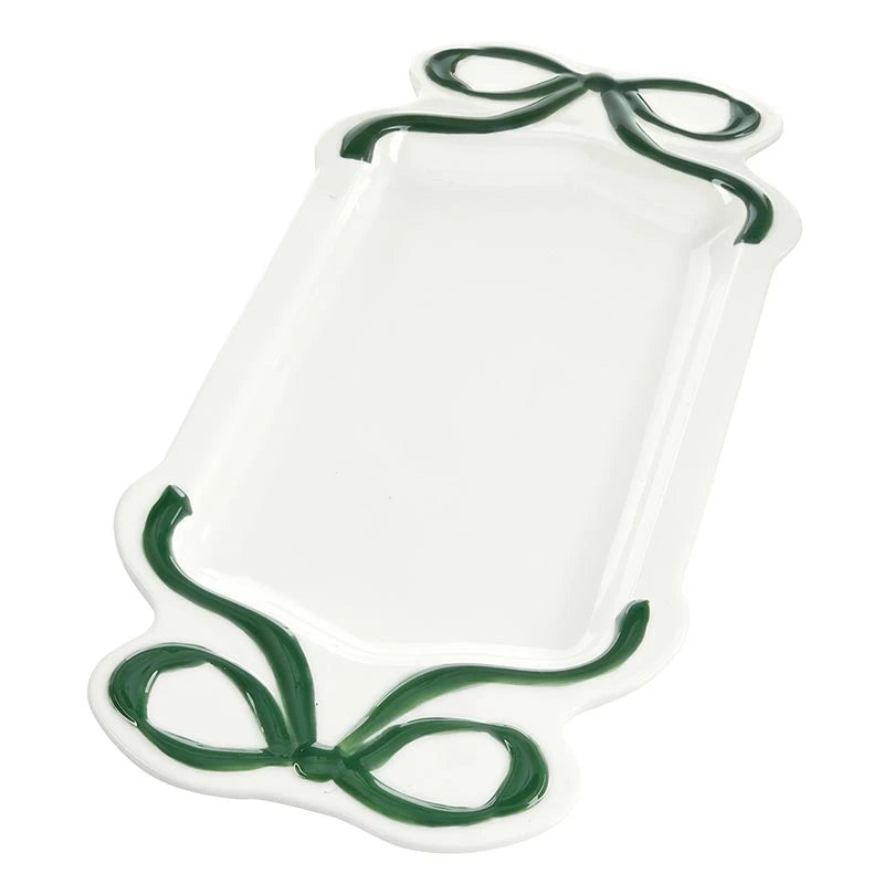 Ceramic Bow Platter Green - Bandeja
