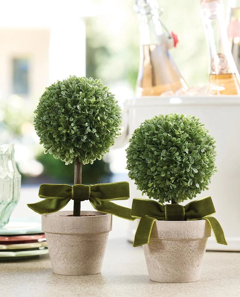 Topiary Pot with Bow - Large 8" H - Planta Artificial