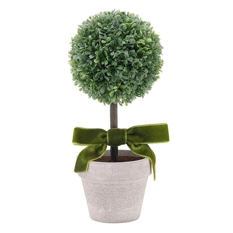 Topiary Pot with Bow - Large 8" H - Planta Artificial