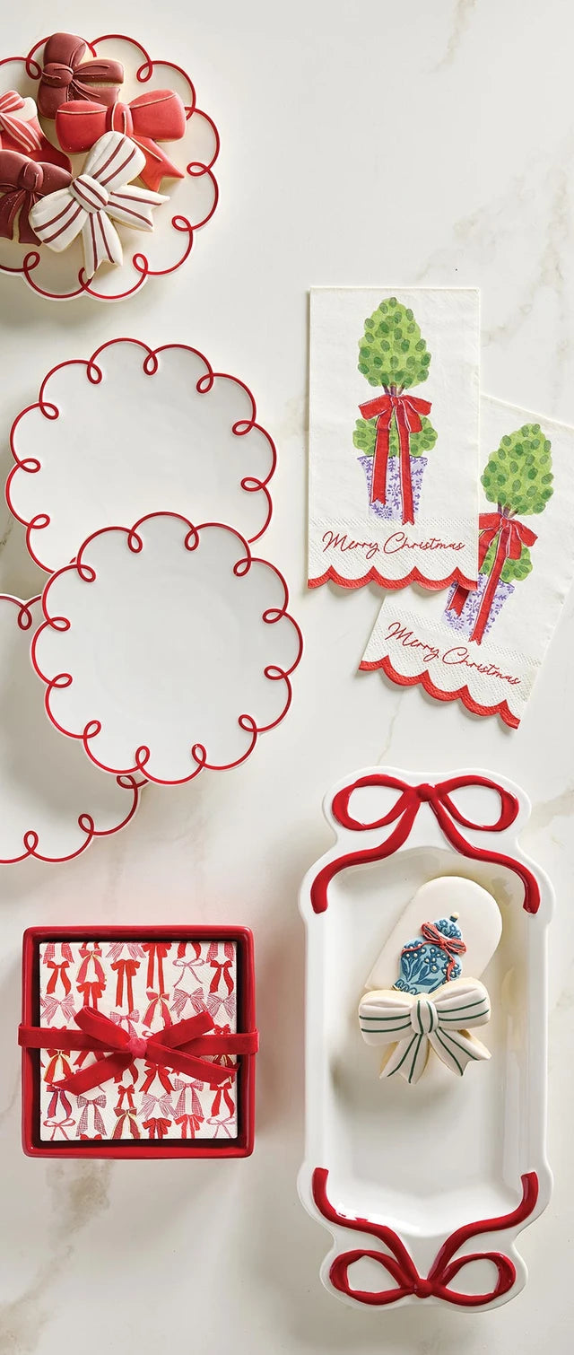 Ceramic Bow Platter - Red - Bandeja