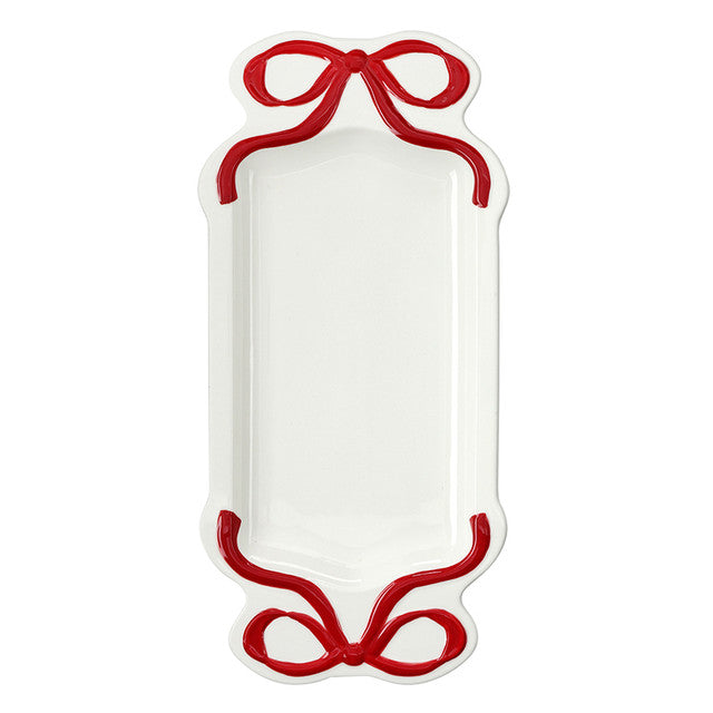 Ceramic Bow Platter - Red - Bandeja