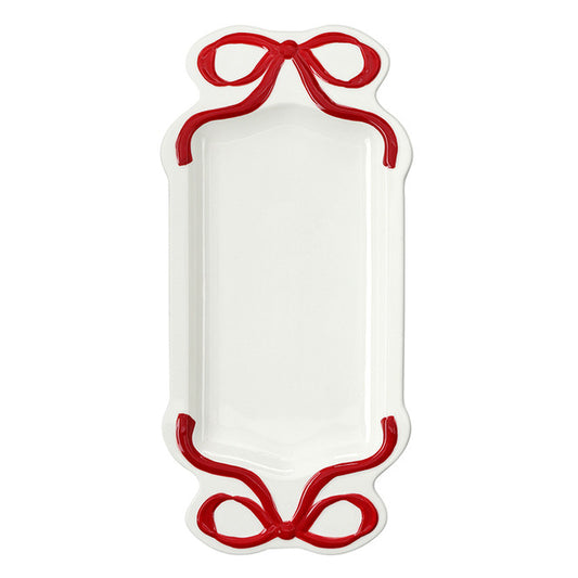 Ceramic Bow Platter - Red - Bandeja
