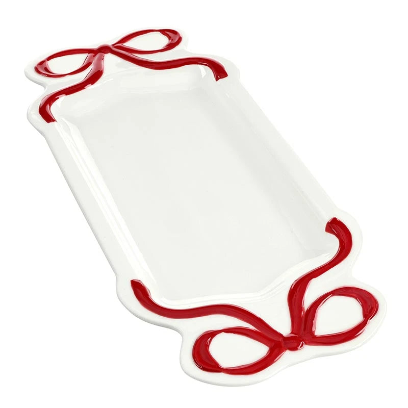 Ceramic Bow Platter - Red - Bandeja