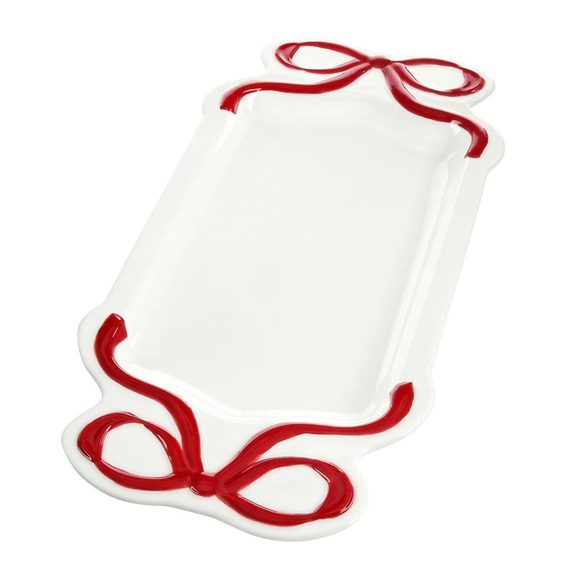 Ceramic Bow Platter - Red - Bandeja