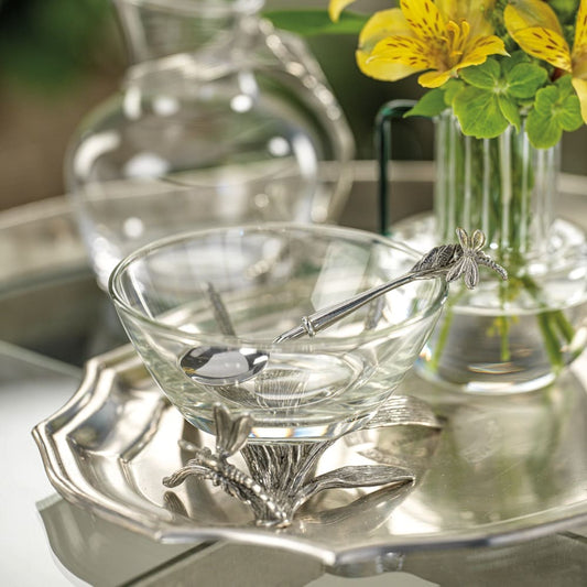 DRAGONFLY PEWTER & GLASS BOWL / Cuenco de peltre y vidrio con forma de libélula