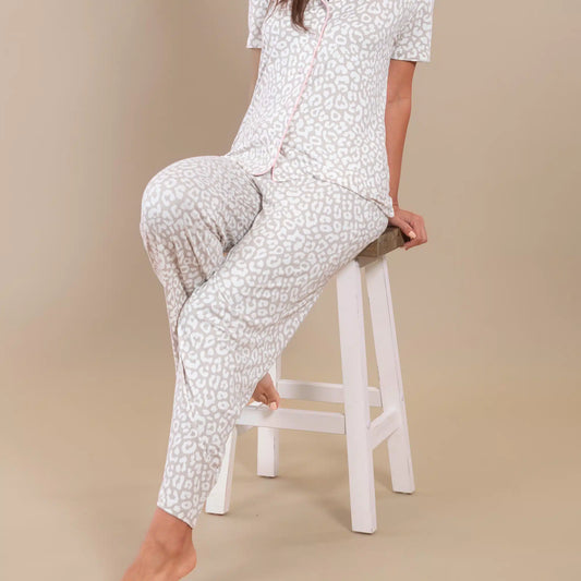 Taupe Leopard Pijama Set