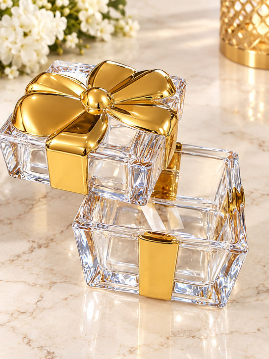 GOLD PRESENT COVERED BOX 3.5IN