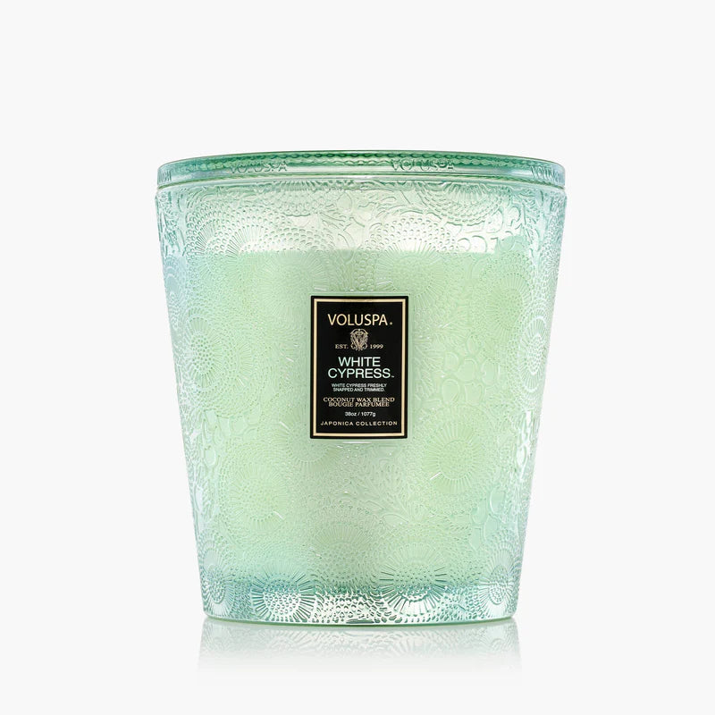White Cypress 3 Wick Hearth Candle
