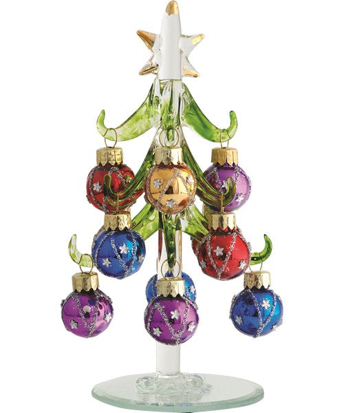 Green Glass Tree with Star Ornaments - Árbol Navideño de Cristal