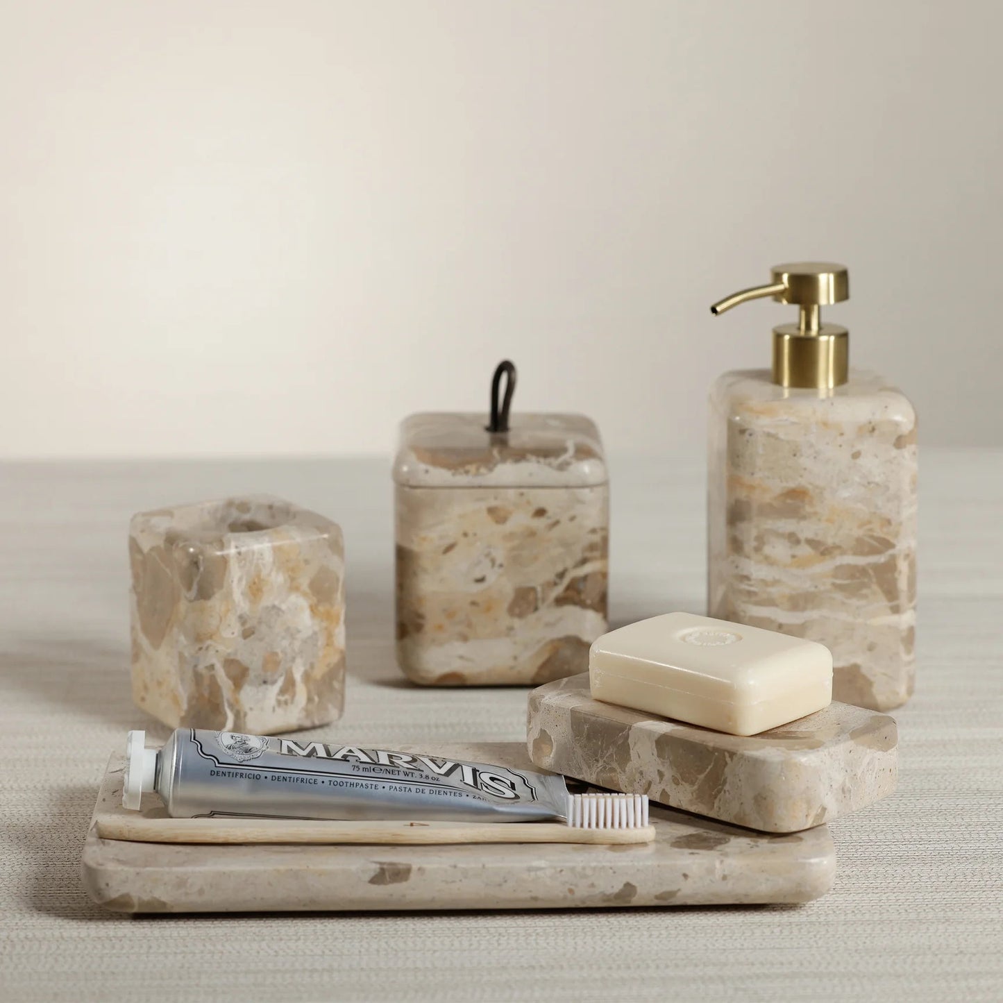 Crema Fossil Marble Vanity Tray - Bandeja