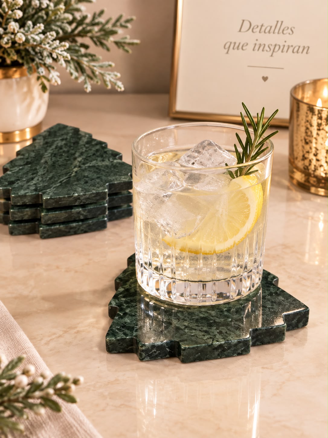 Green Marble Tree Coaster - Posavasos de Árbol