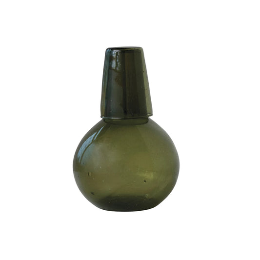 Jarra de vidrio reciclado de 56 oz con vaso para beber de 6 oz