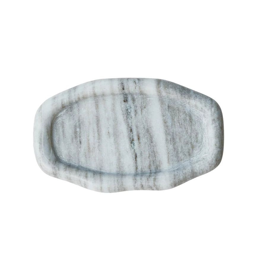 Bandeja de mármol con forma orgánica, color beige 8"L x 5"W