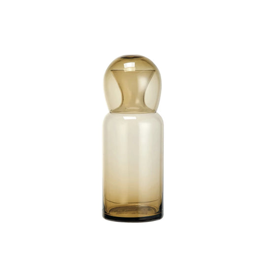 Jarra de vidrio de 16 oz con vaso para beber de 12 oz, color ámbar, juego de 2