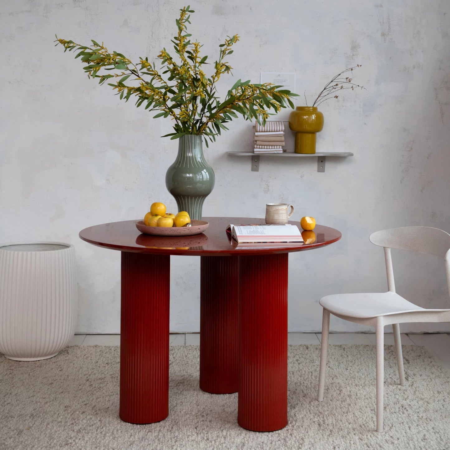 Enameled Metal Vase, Mustard Color