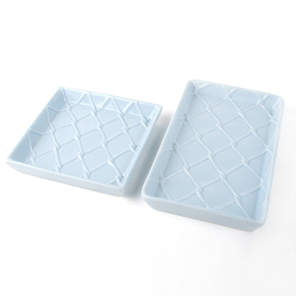 Blue Textured Guest Towel Tray - Bandeja para toallas de invitados
