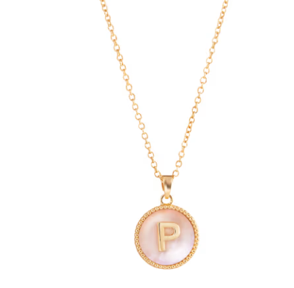 Gold Mother of Pearl Initial Necklace - Collar Bañado en Oro con Inicial