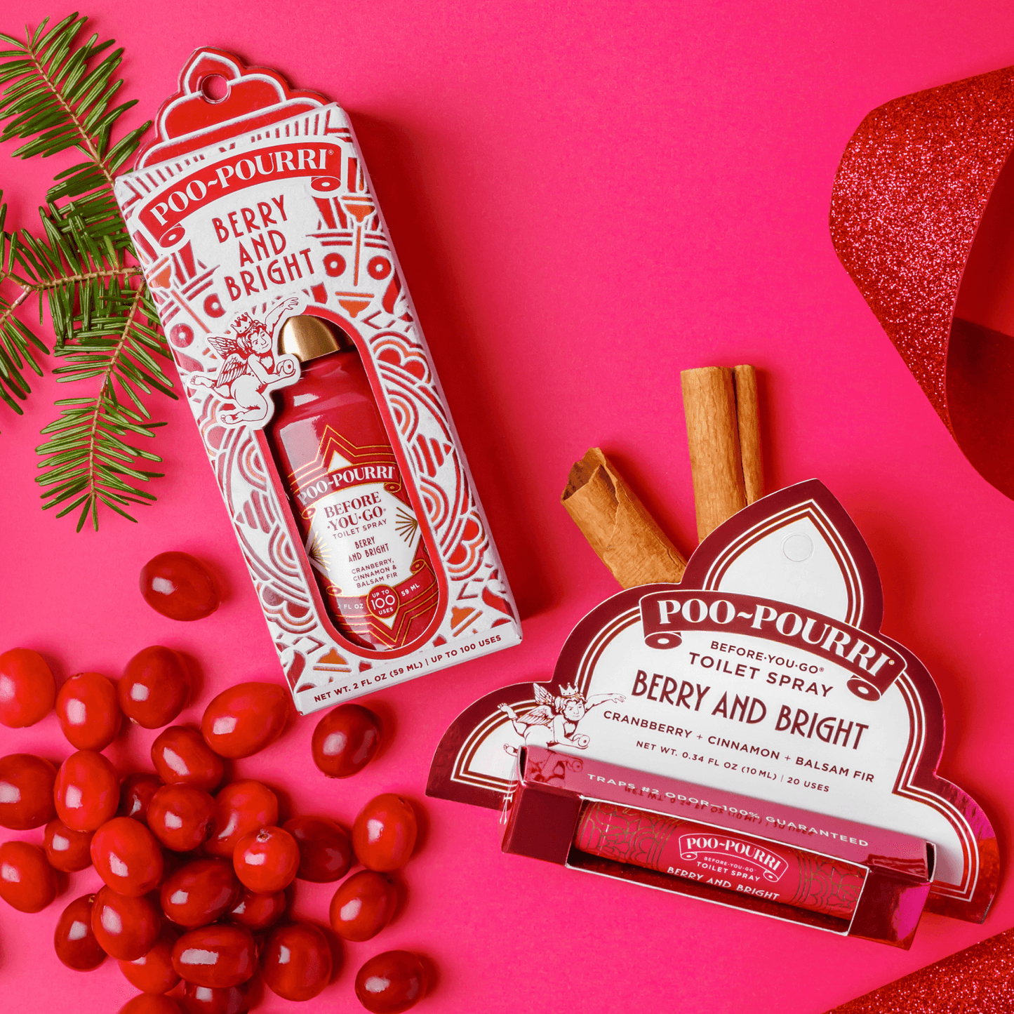 Berry and Bright Bow n' Go - 10ML - Poo~Pourri  Christmas Edition