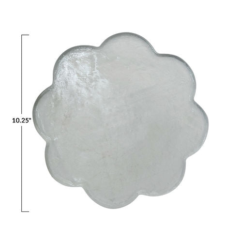 Pressed Glass Scalloped Cheese/Serving Board - Tabla para servir