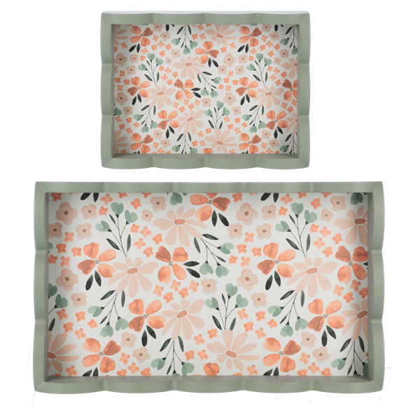 Floral Tray with Scallop Edge - Bandeja con diseño Floral