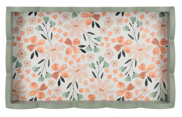 Floral Tray with Scallop Edge - Bandeja con diseño Floral