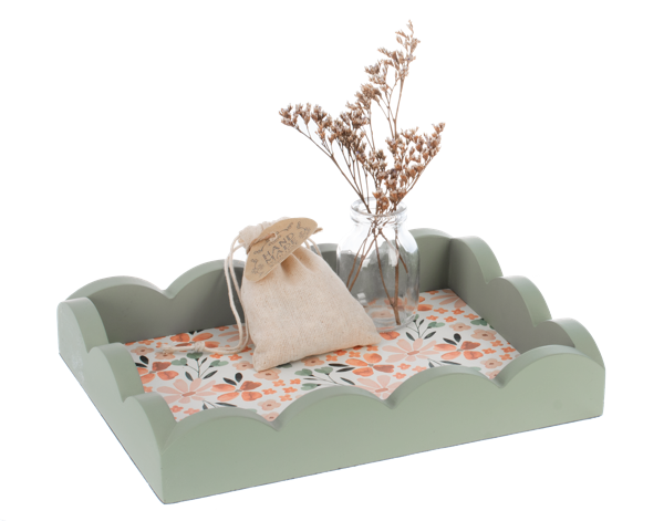 Floral Tray with Scallop Edge - Bandeja con diseño Floral