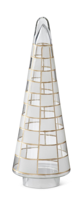 Clear w/Gold & Frosted Glass Check Christmas Trees - Árboles de Cristal