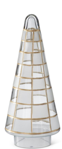 Clear w/Gold & Frosted Glass Check Christmas Trees - Árboles de Cristal