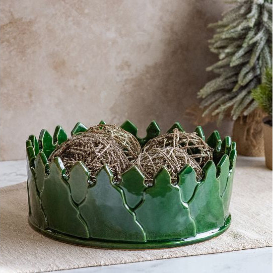 ROUND GREEN TREE DECOR TRAY - Bandeja