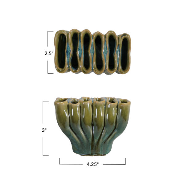 Stoneware Sculptural Vase with 6 Sections / Jarrón de cerámica con 6 secciones