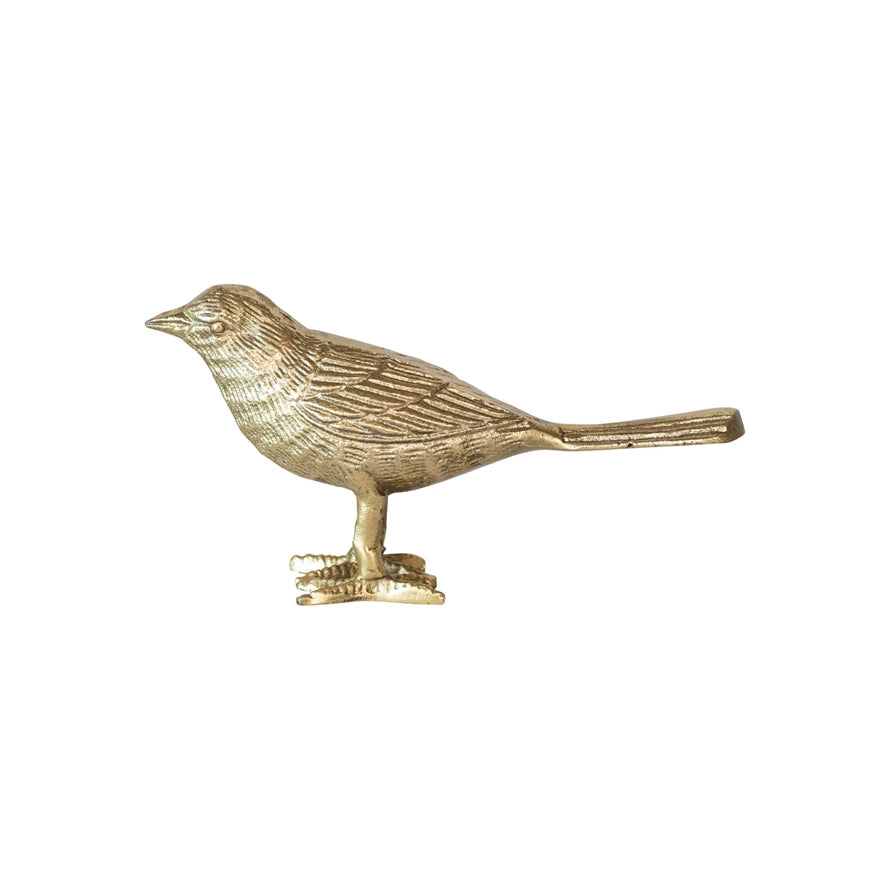 Pajarito Cast Aluminum Bird, Gold Finish