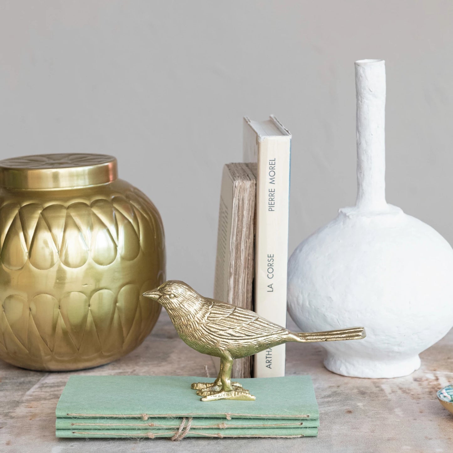 Pajarito Cast Aluminum Bird, Gold Finish