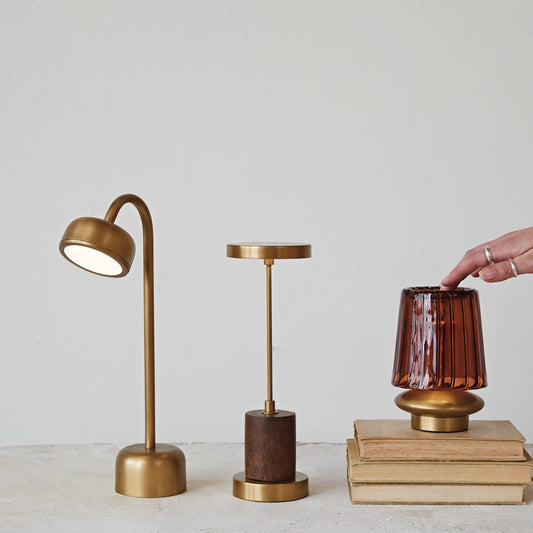 Glass & Metal Pleated LED Table