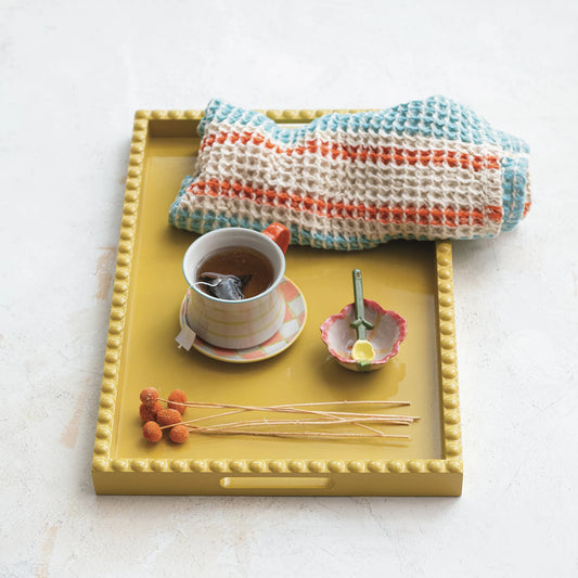 Mdf & Wood Tray W Handles / Bandeja de madera