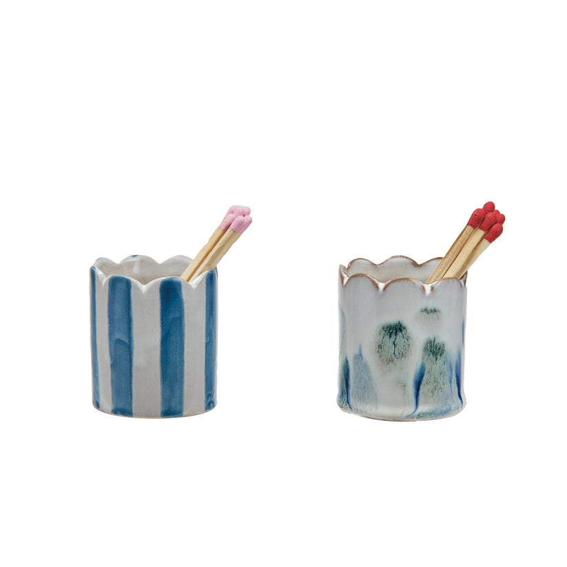 Stoneware Matchstick Holder w/ Striker, 2 Styles / Porta cerillas de cerámica con encendedor