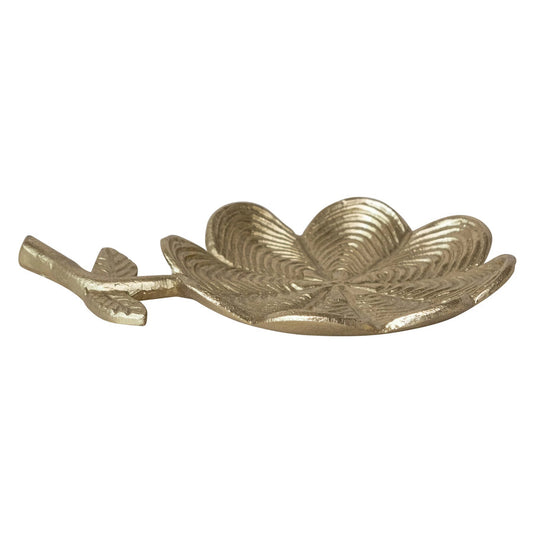 Cast Aluminum Flower Shaped Dish, Gold Finish / Plato en forma de flor